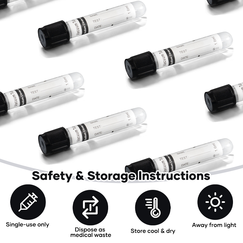 Black Cap 3.8% Sodium Citrate Blood Collection Tube Glass For ESR Detection Single Use
