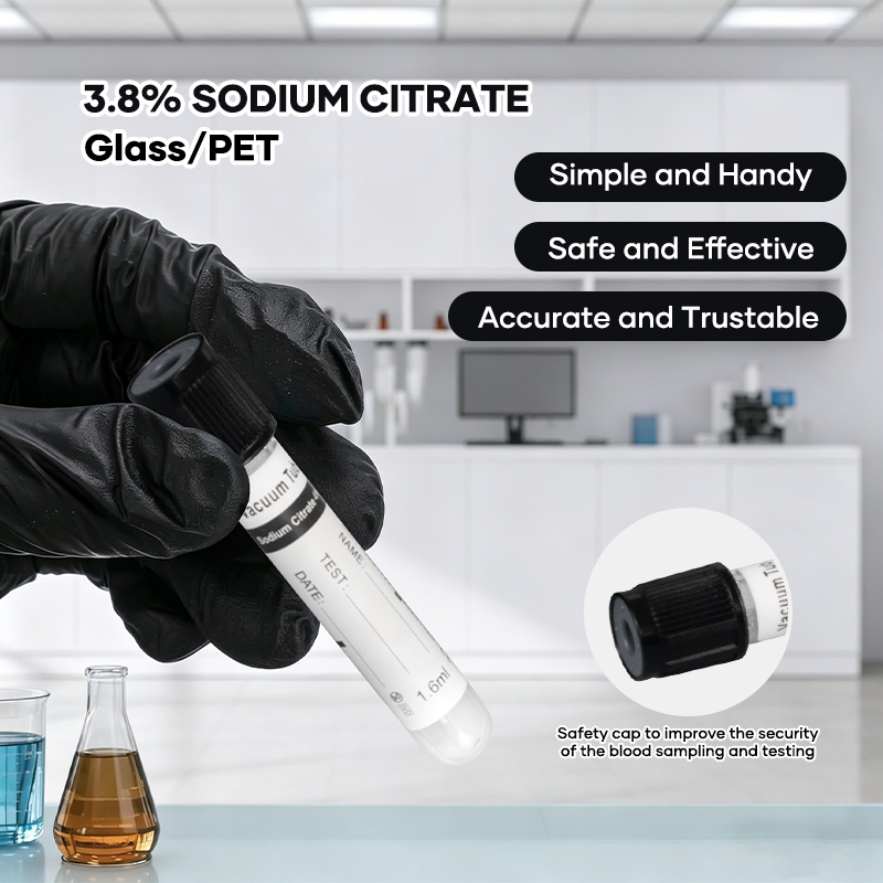 Black Cap 3.8% Sodium Citrate Blood Collection Tube Glass For ESR Detection Single Use