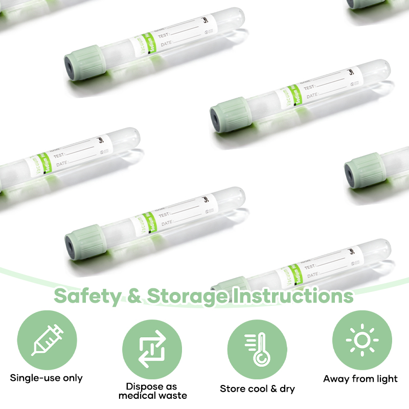 Green Cap Heparin Anticoagulant Tube PET Or Glass Material For Plasma Biochemistry