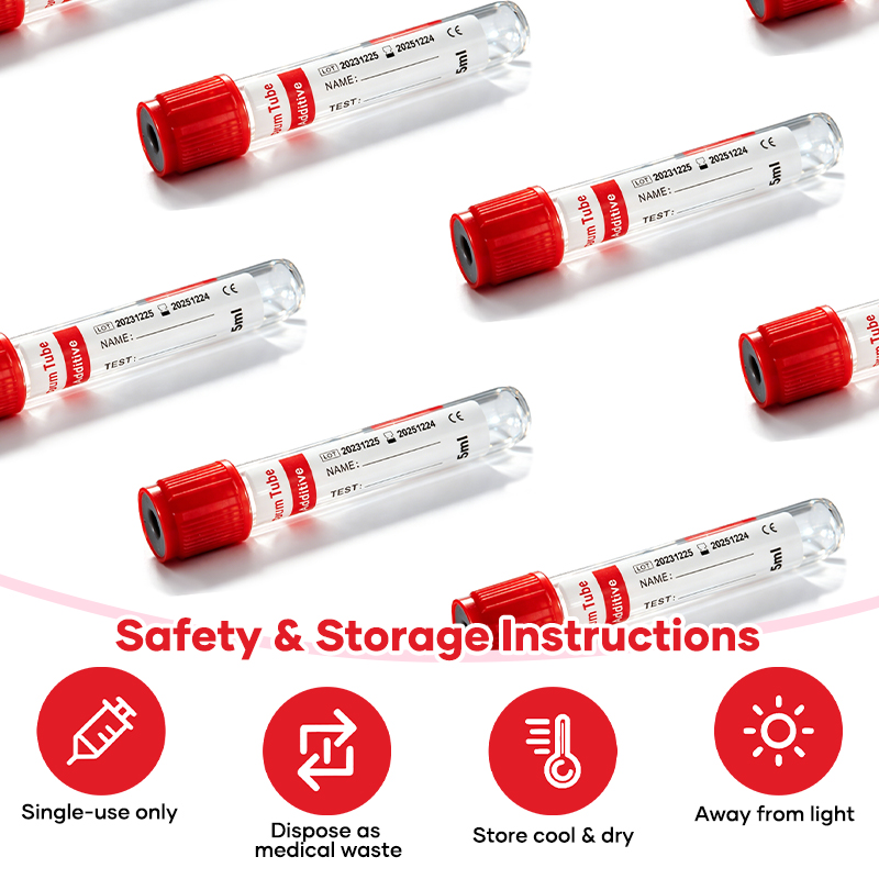 Red Cap Plain Blood Collection Tube No Additive Vacuum Tube PET Plastic or Glass