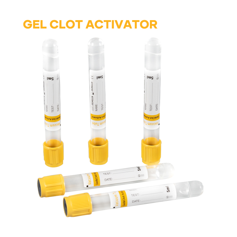 PET Plastic Or Glass Yellow Cap Blood Tube Gel Clot Activator For Biochemistry