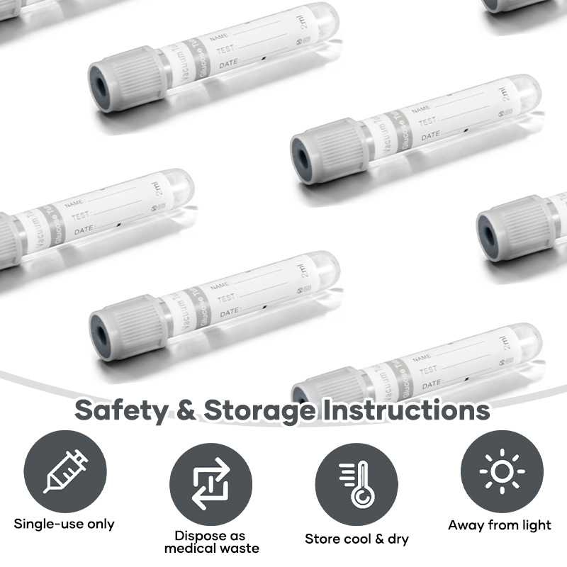 PET Grey Cap Sodium Fluoride Blood Collection Tube Transparent Body For Glucose Test