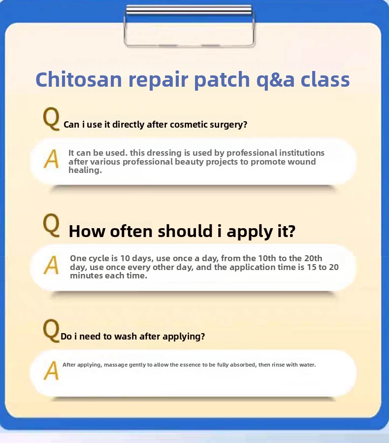 Facial chitosan wound dressing. Hydrating and moisturizing mask to prevent skin aging