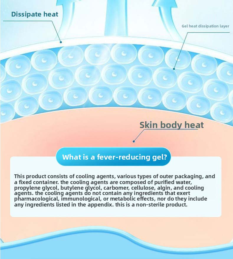 Portable medical antipyretic gel, no additives, no irritation, long-lasting fever reduction. Comfortable and skin-friendly, easy to use.