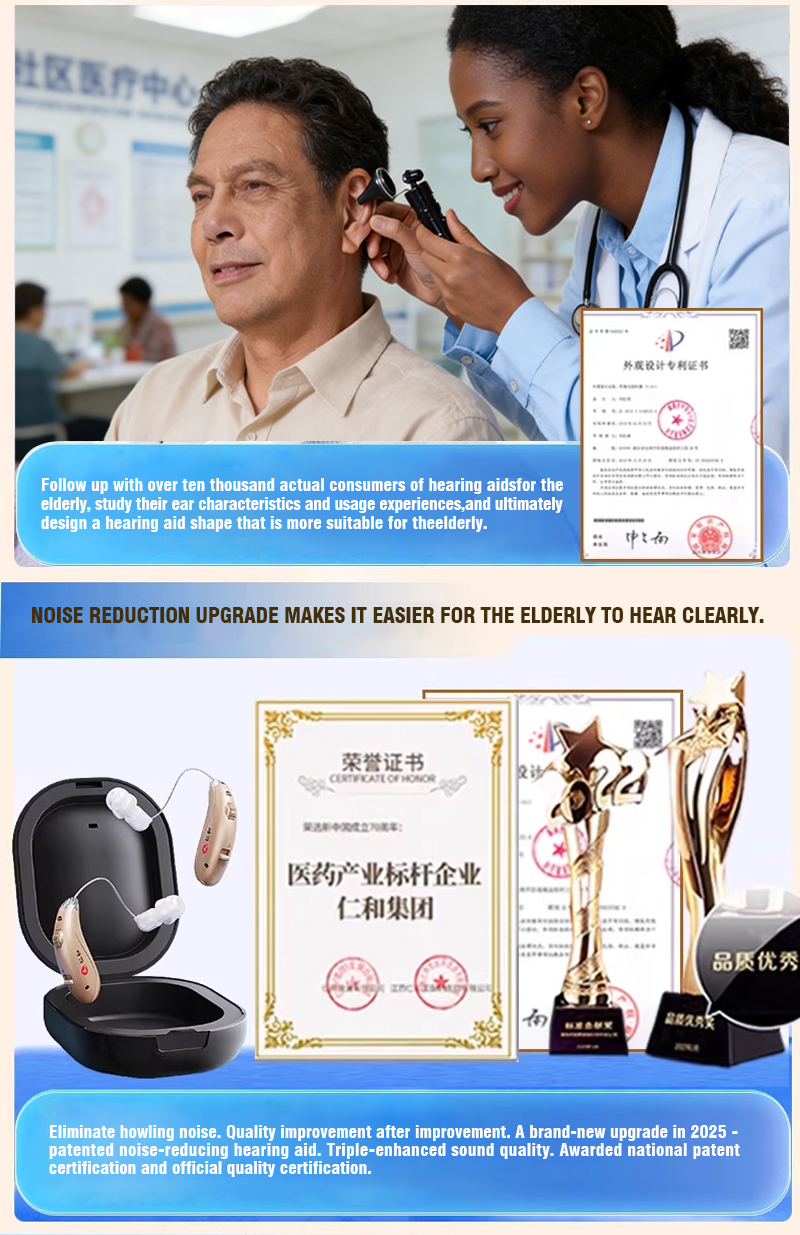 REN HE Medical Behind-the-Ear Hearing Aids. High-quality, genuine, invisible noise-canceling hearing aids designed specifically for elderly people with hearing loss. (✈️Free shipping)