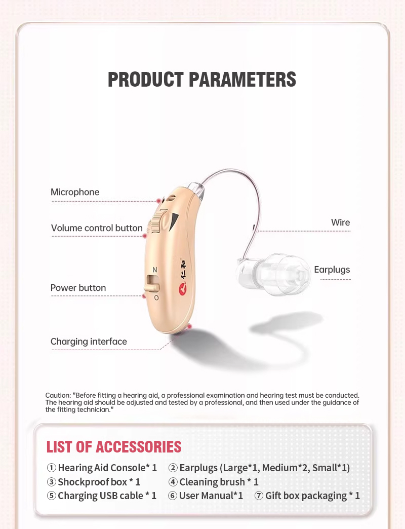 REN HE Medical Behind-the-Ear Hearing Aids. High-quality, genuine, invisible noise-canceling hearing aids designed specifically for elderly people with hearing loss. (✈️Free shipping)