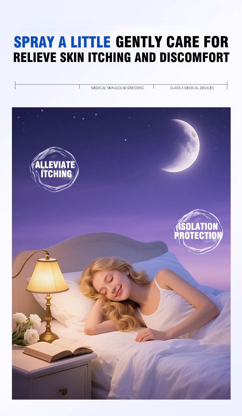 Renhe Medical Eczema Spray. Treats dermatitis, skin erythema, itching, peeling, and acne.