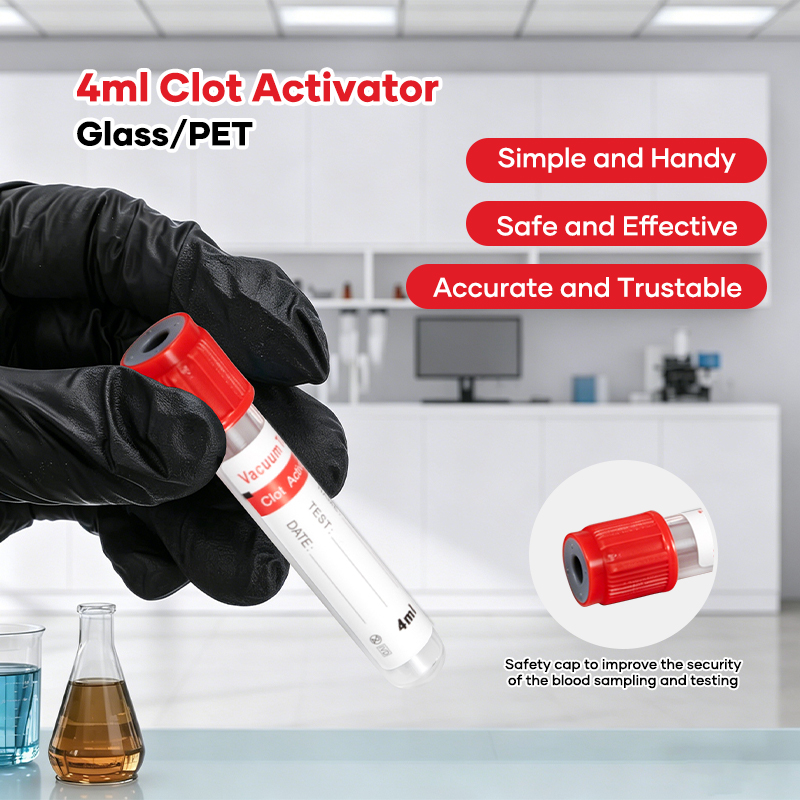 PET Plastic Or Glass Red Top Clot Activator Tube 13x75mm For Rapid Serum Testing
