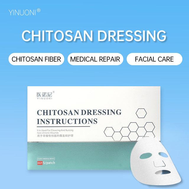Facial chitosan wound dressing. Hydrating and moisturizing mask to prevent skin aging
