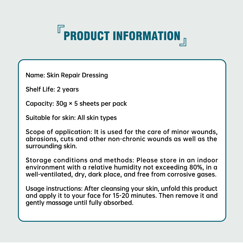 Sterile medical skin care dressings for abrasions/tears, postoperative wound healing and repair (5 dressings/box)