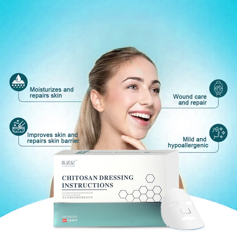 Facial chitosan wound dressing. Hydrating and moisturizing mask to prevent skin aging (5 pieces/box)