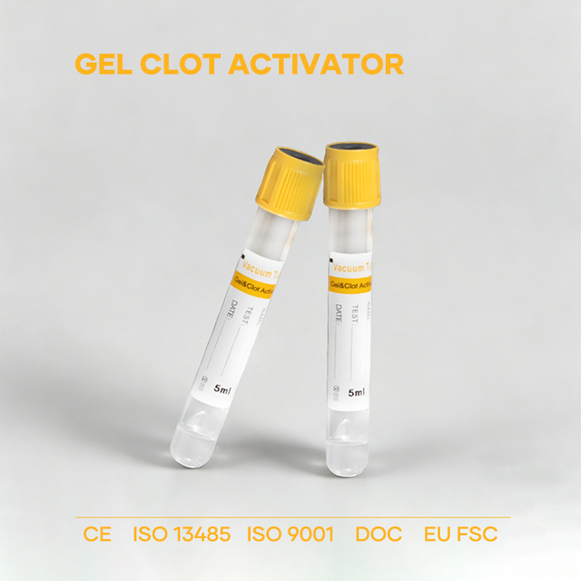 Yellow Cap Gel and Clot Activator Tube for Clinical Biochemistry PET Plastic or Glass